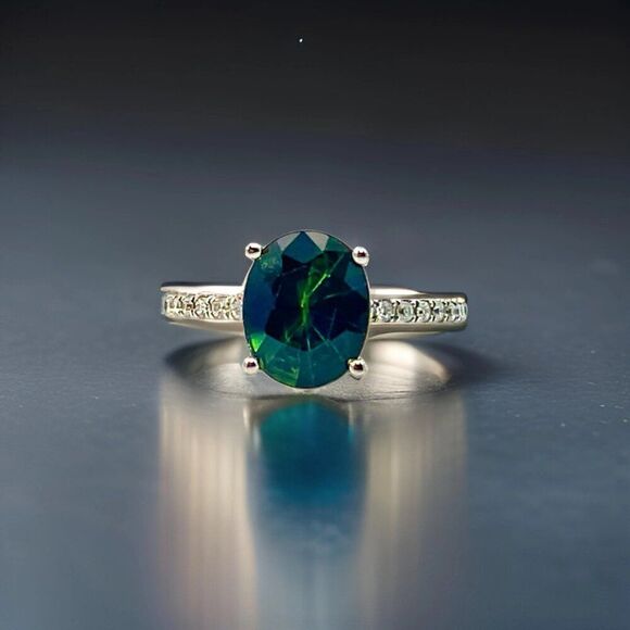 Sapphire Diamond Ring 14k White Gold 4.40 mm Certified $3,950 921163 - Picture 1 of 13